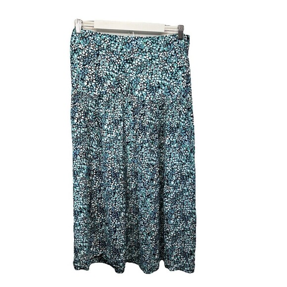 Loft Womens Size 6 Midi Skirt Ditsy Floral Tiered Blue Green Zip Peasant Style - Picture 1 of 10